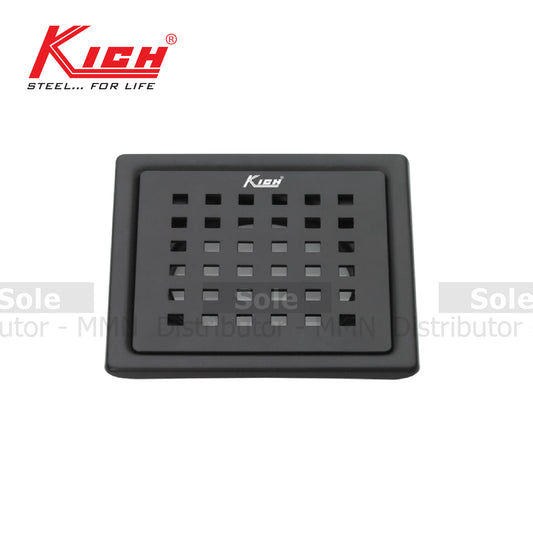 Kich Floor Drain Square, Size 6x6 Inches, Corrosion Resistance AISI 304 Grade Stainless Steel, Black Finish -FD226BS