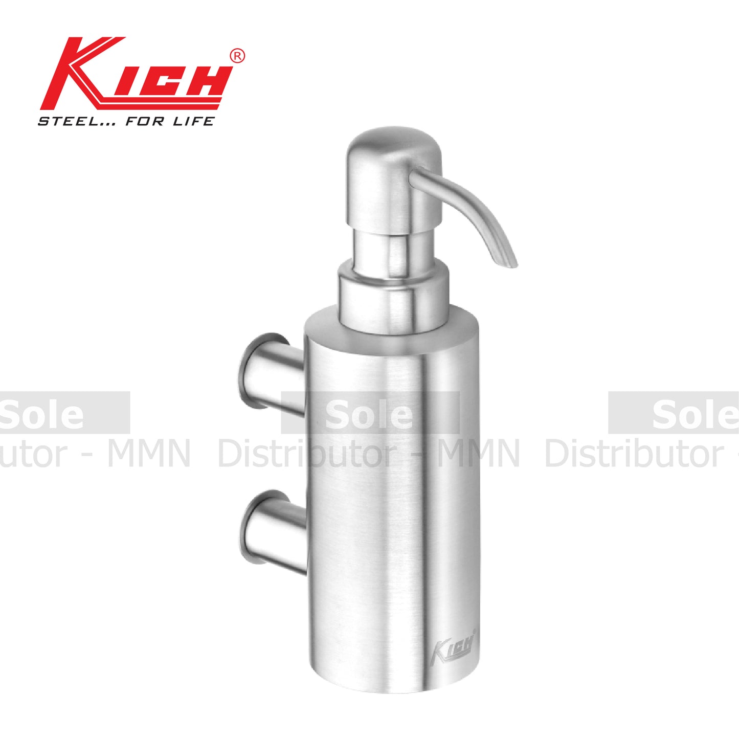 Kich Wall Mounted Round Shape Liquid Soap Dispenser Wall Mounted, Capacity 200ml, Stainless Steel 316 Grade - KTLSD2WMS