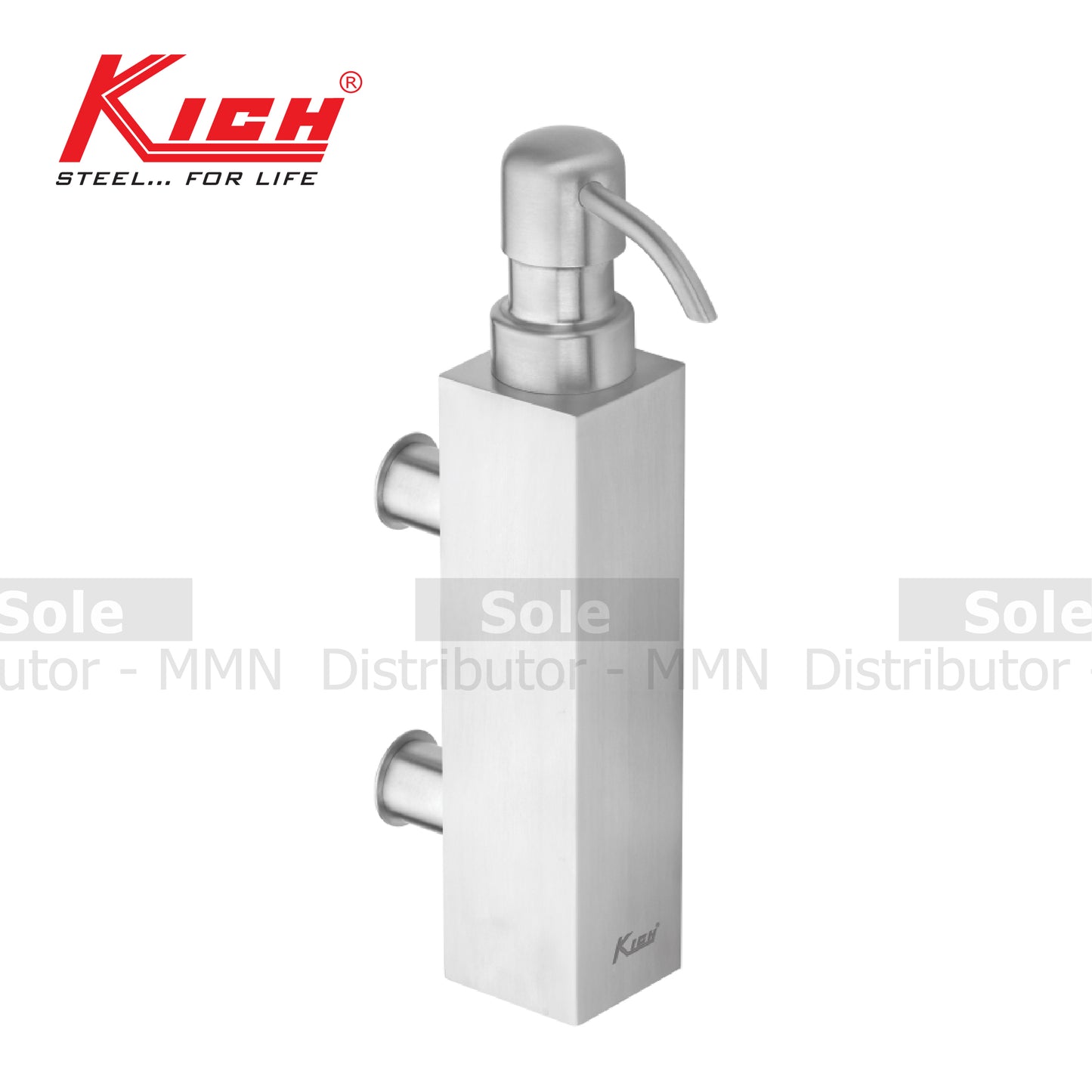 Kich Wall Mounted Square Shape Liquid Soap Dispenser Wall Mounted, Capacity 200ml, Stainless Steel 316 Grade- TLSD7WMS