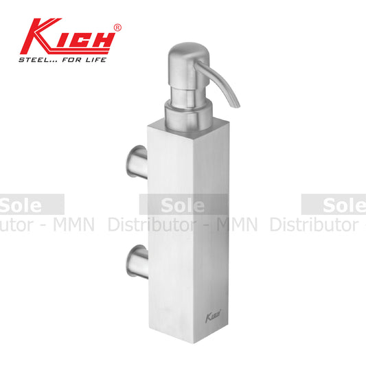 Kich Wall Mounted Square Shape Liquid Soap Dispenser Wall Mounted, 200ml ධාරිතාව, මල නොබැඳෙන වානේ 316 Grade- TLSD7WMS