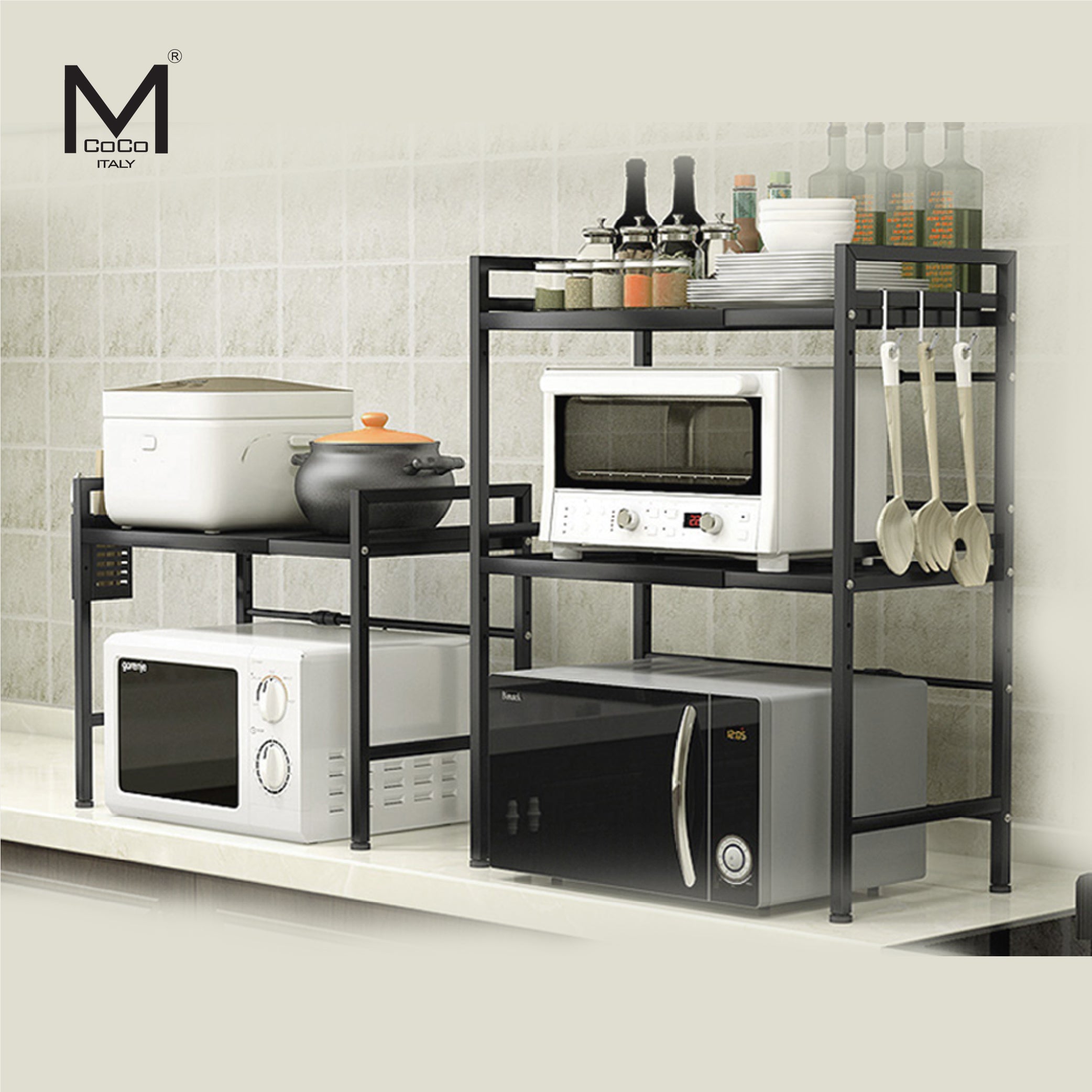Microwav Rack Mcoco Microwave Rack Single & Double Shelves Black Colour - MW0 – M. M ...