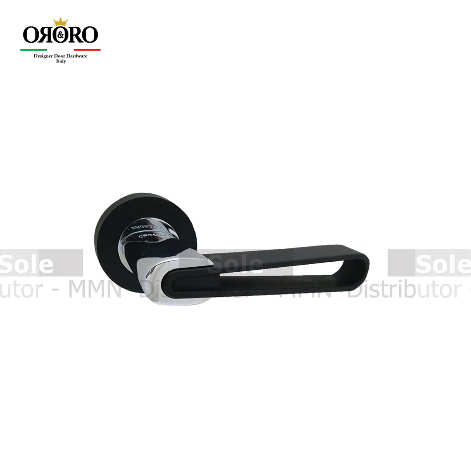 Oro & Oro Main Door Lever Handles Tubular With 2 Key Holes Matt Satin Nickel, Matt Antique Brass & Black Finish - ORO06716E
