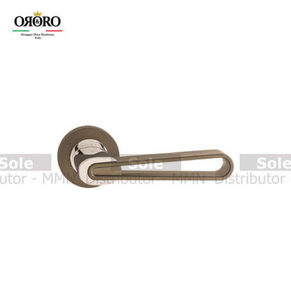 Oro & Oro Main Door Lever Handles Tubular With 2 Key Holes Matt Satin Nickel, Matt Antique Brass & Black Finish - ORO06716E