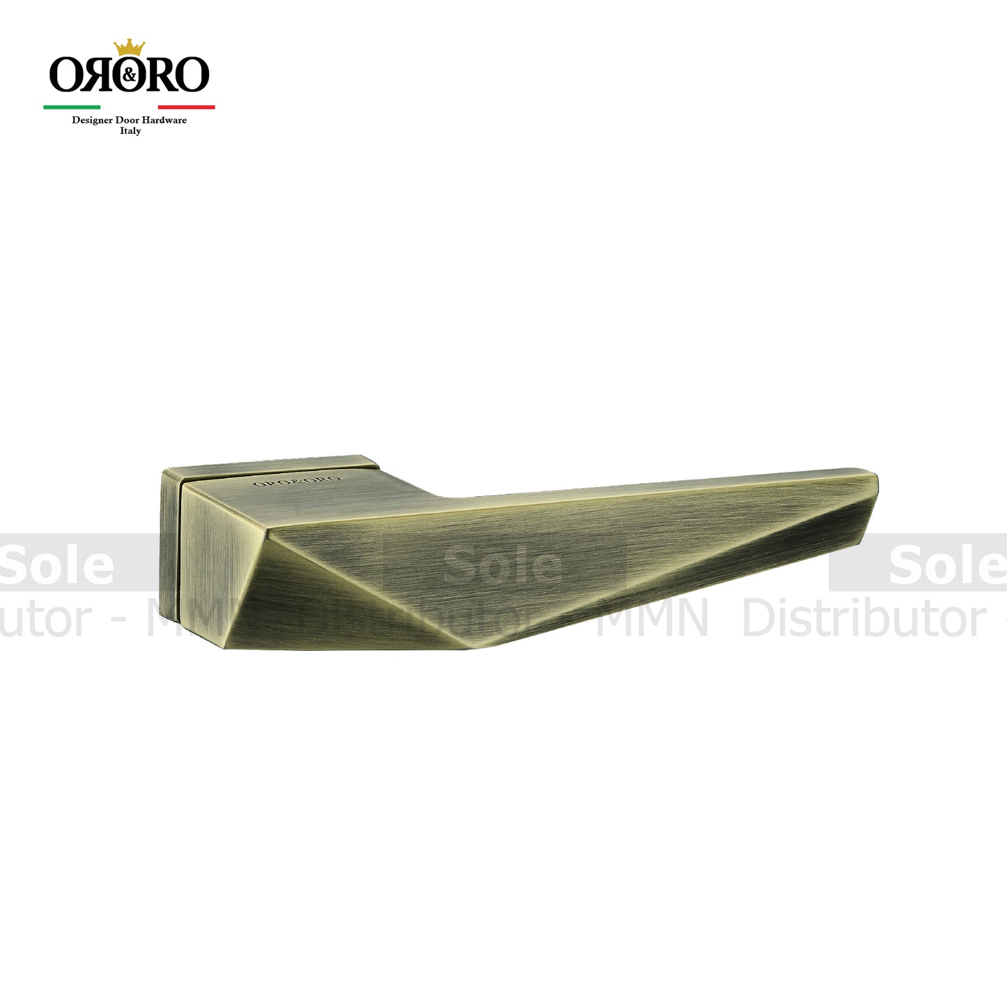 Oro & Oro Main Door Lever Handle On Rectangular Rose With 2 Key Holes Matt Satin Nickel, Matt Antique Brass & Titanium Finish- ORO12424E