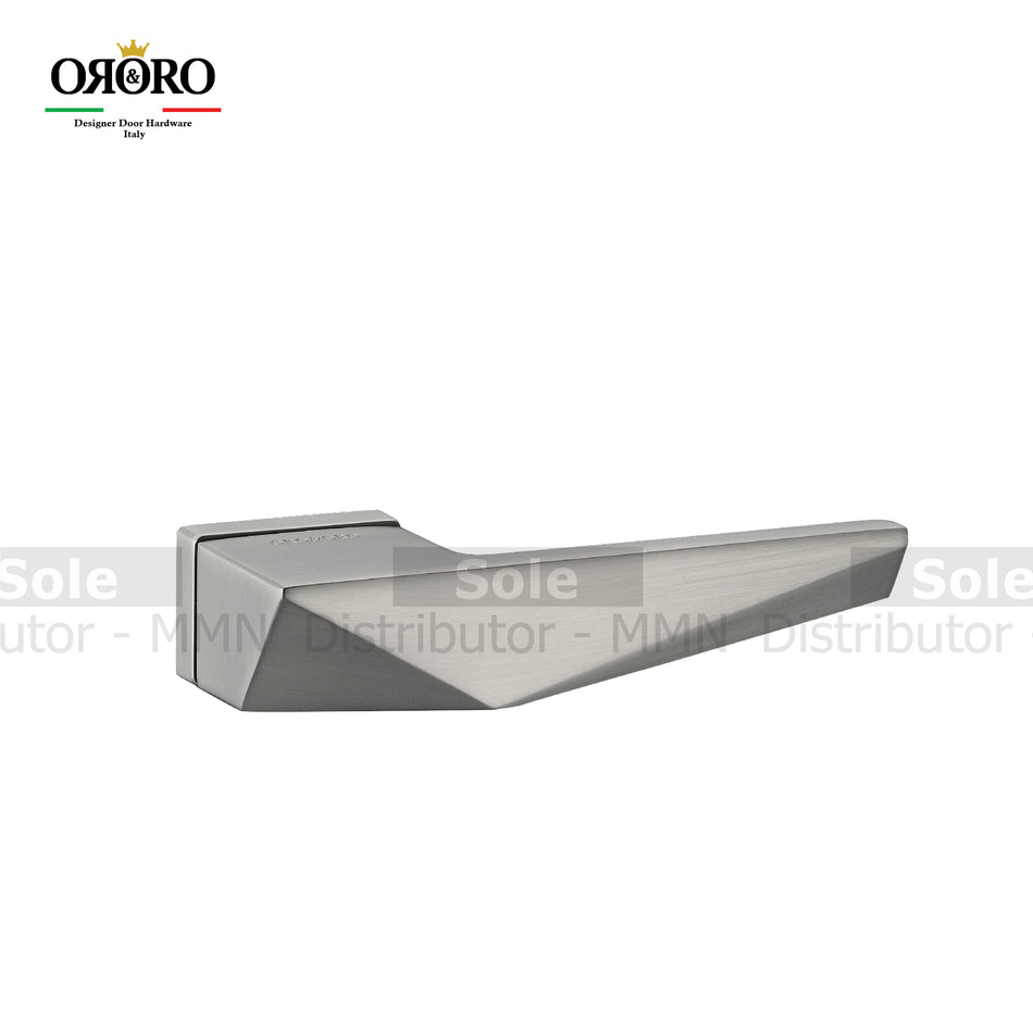 Oro & Oro Main Door Lever Handle On Rectangular Rose With 2 Key Holes Matt Satin Nickel, Matt Antique Brass & Titanium Finish- ORO12424E