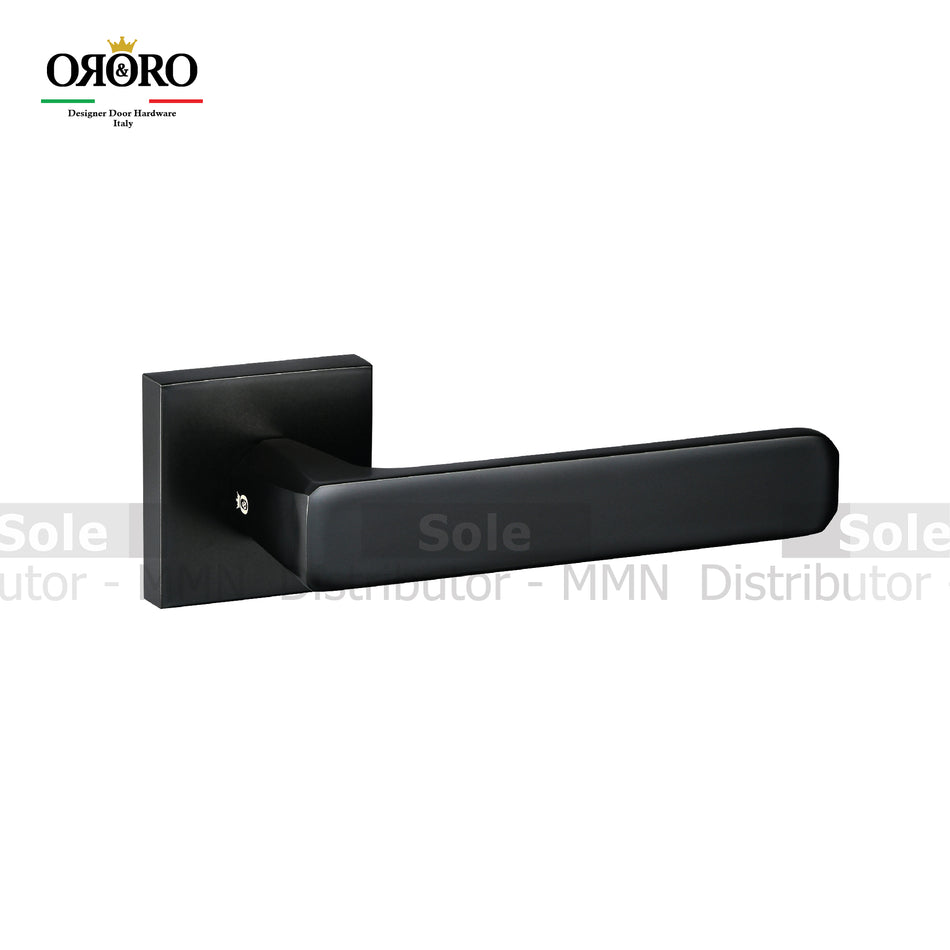 Oro & Oro Main Door Lever Handles On Straight Square Rose With 2 Key Holes Matt Satin Nickel, Matt Antique Brass & Titanium Finish - ORO10815E