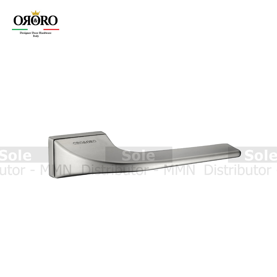 Oro & Oro Main Door Lever Handle On Rectangular Rose With 2 Key Holes Matt Satin Nickel, Matt Antique Brass & Titanium Finish- ORO12524E