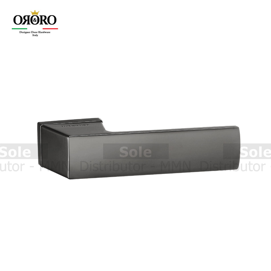 Oro & Oro Main Door Lever Handles on Rectangular Rose With 2 Key Holes Matt Antique Brass, Matt Satin Nickel & Titanium Finish  - ORO12724E