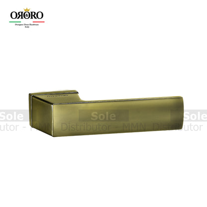 Oro & Oro Main Door Lever Handles on Rectangular Rose With 2 Key Holes Matt Antique Brass, Matt Satin Nickel & Titanium Finish  - ORO12724E